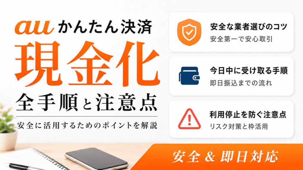 auかんたん決済の現金化手順と注意点を解説するアイキャッチ