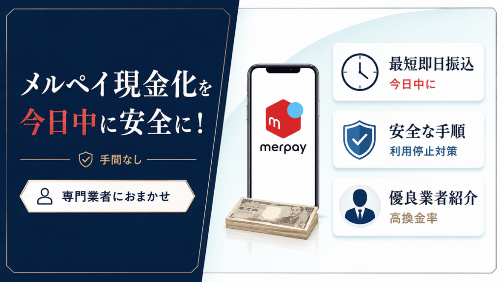 メルペイ現金化を安全に行う方法を解説するアイキャッチ