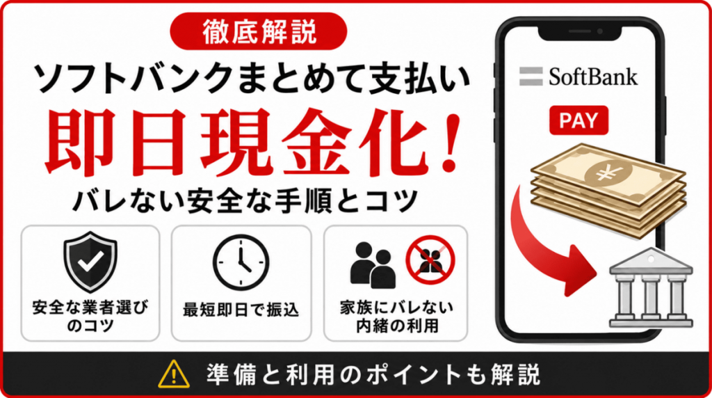 ソフトバンクまとめて支払いの即日現金化手順を解説するアイキャッチ